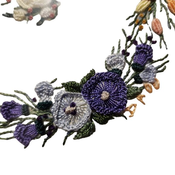 Vintage Framed Floral Embroidery Artwork - Picture 5 of 9